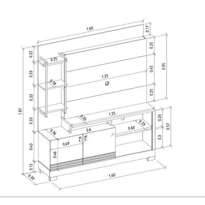 Estante Home 160cm Jatiuca para TV até 50 Freijó/Off White G77 - Gran Belo