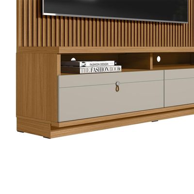 Estante Home Ripada 224cm Aloha para TV até 75 Nature/Off White G77 - Gran Belo