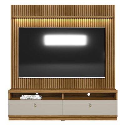 Estante Home Ripada 180cm Aloha para TV até 75 Nature/Off White G77 - Gran Belo