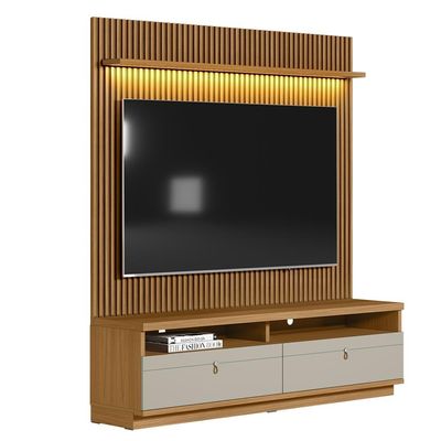 Estante Home Ripada 180cm Aloha para TV até 75 Nature/Off White G77 - Gran Belo