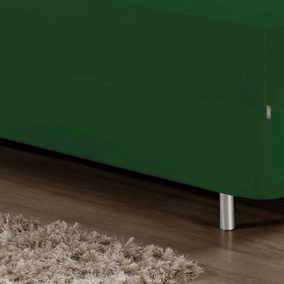 Jogo De Cama Solteiro Nobre 2 Peças Luva De Box 55cm De Altura Malha 100% Algodão - Verde-bandeira