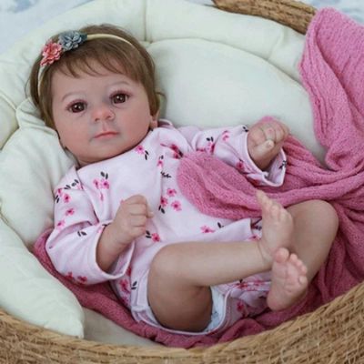 Bebê Reborn Menina Realista 48cm Olhos Castanhos, Cabelo Implantado Fio A Fio
