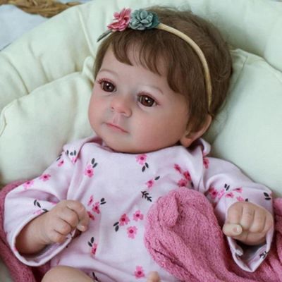 Bebê Reborn Menina Realista 48cm Olhos Castanhos, Cabelo Implantado Fio A Fio