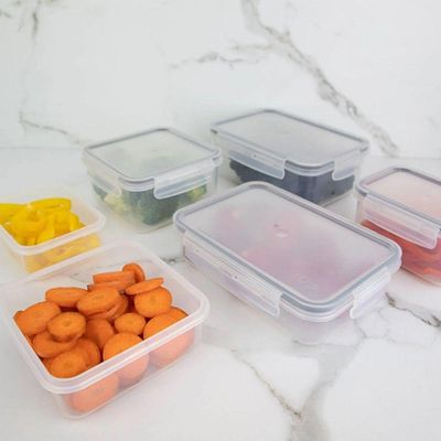 Conjunto De Potes Organizadores De Geladeira Click Retangular 6 Peças Transparente Ou
