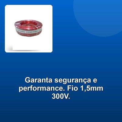 Fio Cabinho Auto Plastic Pompéia 1,5mm 300v Vermelho Com100m