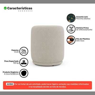 Kit 02 Puffs Decorativos Orgânicos Living Mavi Bouclê Bege - Desk Design