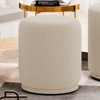 Kit 02 Puffs Decorativos Orgânicos Living Mavi Bouclê Bege - Desk Design