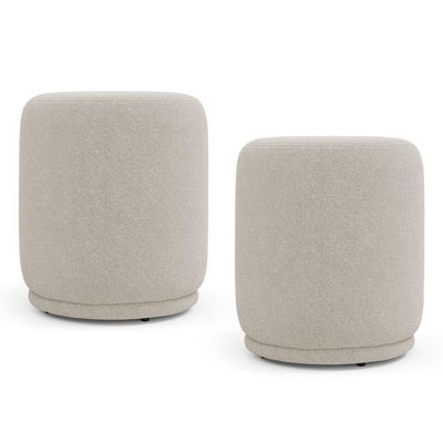 Kit 02 Puffs Decorativos Orgânicos Living Mavi Bouclê Bege - Desk Design
