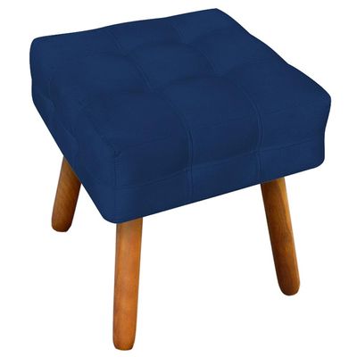 Puff Decorativo Pés Palito Karen Suede Azul Marinho - Gran Belo