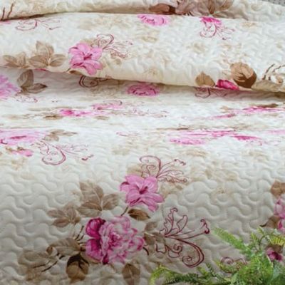 Kit Cobre Leito Colcha Casa Scarpa Mix Queen Estampado Dupla Face Floral 3 Peças - Diana