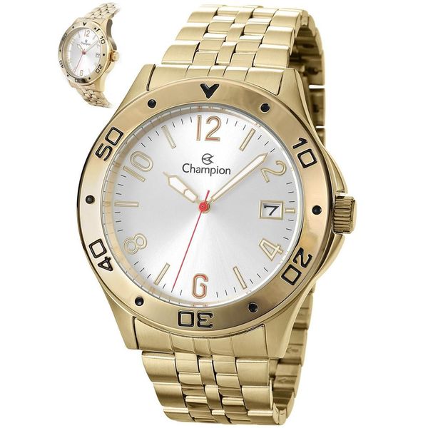 Relógio Champion Masculino Ref: Ca31195h Casual Aço Dourado