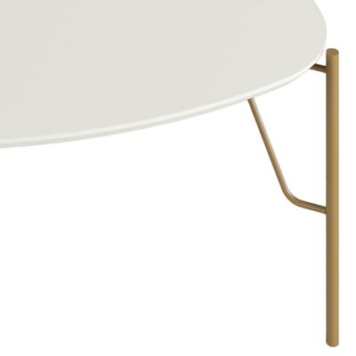 Mesa de Centro Para Sala de Estar Alta Pés Industrial Dourado Alef I03 Luna - Lyam Decor
