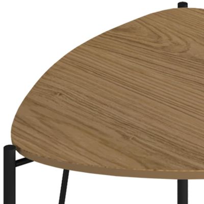 Mesa Lateral Para Sala de Estar Baixa Pés Industrial Preto Alef I03 Louro - Lyam Decor