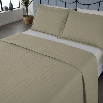 Kit Cobre Leito Matelado Copacabana 3 Peças King 100% Poliéster Percal 300 Fios - Cáqui