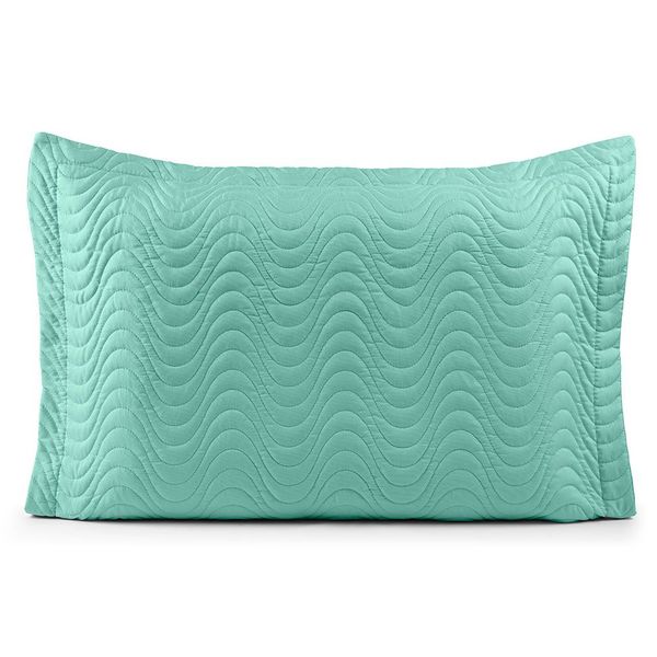Porta Travesseiro Avulso 70cm x 50cm Com Debrum 1 Peça Laura Matelado Toque 400 Fios 100% Poliéster - VerdeTiffany