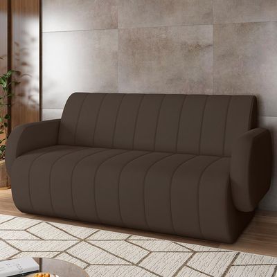 Sofá 3 Lugares Sala Living Orgânico 188cm Fávara K01 Veludo Marrom - Lyam Decor