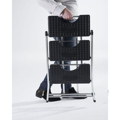 Escada Alcance 3 Degraus Dobrável 120 Kg Cromada Anodilar