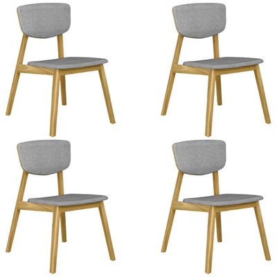 Kit 4 Cadeiras Decorativas Sala de Jantar Madeira Maciça Lang Linho Cinza/Freijó - Gran Belo