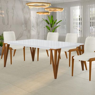 Kit 3 Cadeiras Decorativas Sala de Jantar Madeira Maciça com Braço Pigeon Linho Bege/Mel - Gran Belo