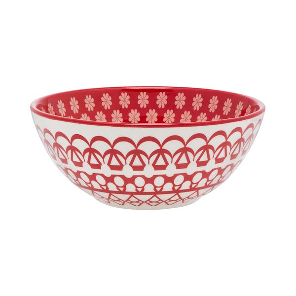 Tigela Cerâmica Oxford Floreal Renda Vermelho 600ml