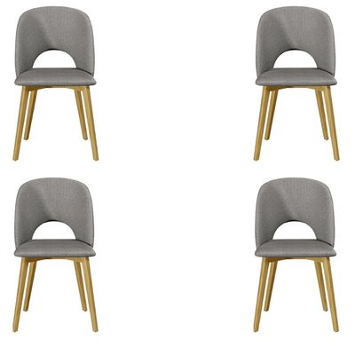 Kit 4 Cadeiras Decorativas Sala de Jantar Madeira Maciça Hadassa Linho Cinza/Freijó - Gran Belo