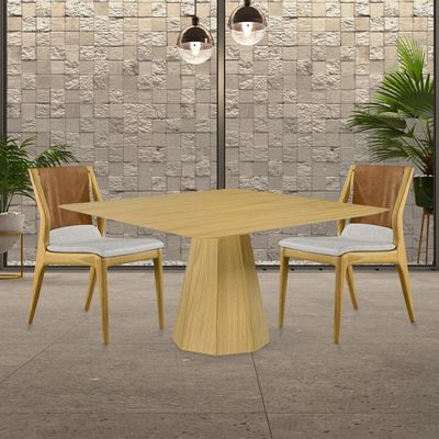 Mesa Sala de Jantar 4 Lugares 150cm Tampo Quadrado Talocan Freijó - Gran Belo
