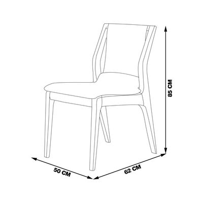 Kit 4 Cadeiras Decorativas Sala de Jantar Madeira Maciça Bruyne PU Marrom - Gran Belo