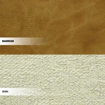 Kit 4 Cadeiras Decorativas Sala de Jantar Madeira Maciça Bruyne PU/Linho Marrom/Bege  - Gran Belo