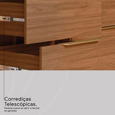 Comoda 6 Gavetas 136 Cm Giardino Nogueira Demobile Nogueira