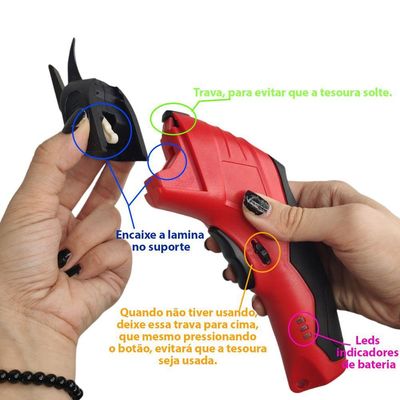 Tesoura Eletrica Sem Fio Corta Tecido Costura Tapete Papel Papelao Lamina Forte Artesanato Diy