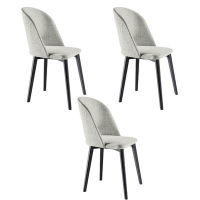 Kit 3 Cadeiras Decorativas Sala de Jantar Madeira Maciça Hadassa Linho Bege/Ébano - Gran Belo