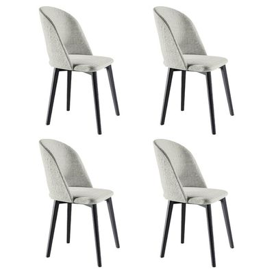 Kit 4 Cadeiras Decorativas Sala de Jantar Madeira Maciça Hadassa Linho Bege/Ébano - Gran Belo