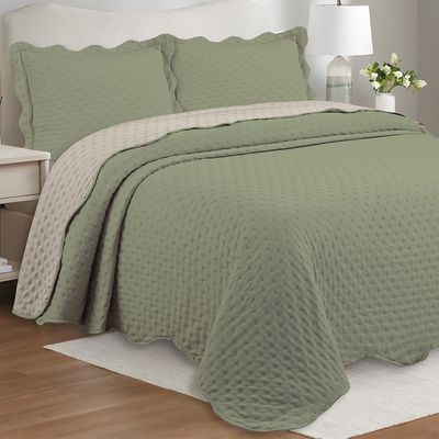 Kit Cobre Leito Colcha Colour King 3 Peças Percal 300 Fios Dupla Face - Verde Pistache - 100% Poliéster
