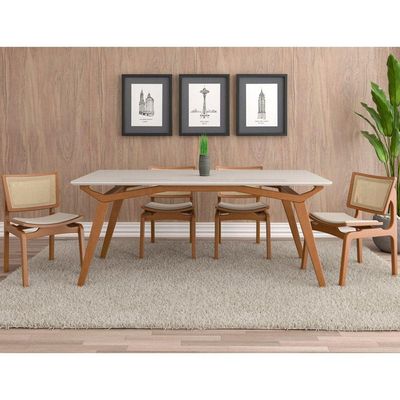 Kit 02 Cadeiras Decorativas Sala de Jantar Madeira Champagne Ravi Linho Bege - Gran Belo