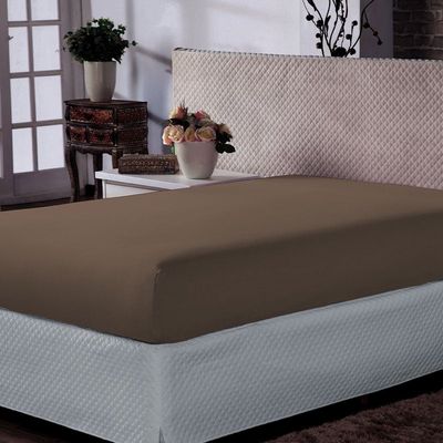 Lençol Solteiro Portallar Malha 100% Algodão Premiun Classic Cotton Cappucino