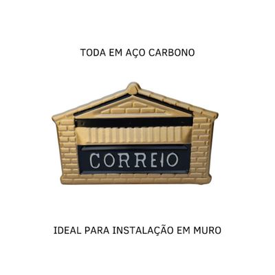 Caixa de Correio Cartas Para Muro Detrás Ouro 12x23x11cm