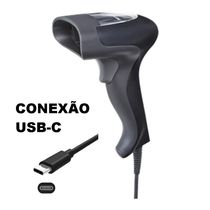 Scanner Leitor Código Barras Barcode com Fio e Conector USB-C para Celular Smartphone Tablet Android