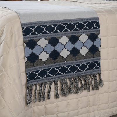 Kit Peseira Grécia 5 Peças King 60% Algodão / 40% Poliéster Tecido Jacquard Acompanha Almofadas Cheias - Azul