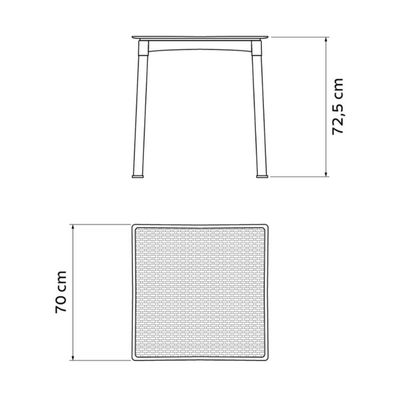 Mesa Tramontina Quadrada Plástico Preto Pernas Alumínio 70cm Modelo Summa Laura Rattan