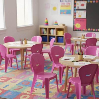 Jogo 12 Cadeirinhas Plásticas Rosa Infantil Tramontina Vice para Escola Brinquedoteca