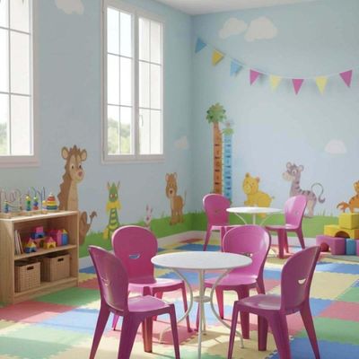 Jogo 12 Cadeirinhas Plásticas Rosa Infantil Tramontina Vice para Escola Brinquedoteca