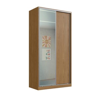 Guarda Roupa Solteiro Espelho Freijó Natural 2 Portas de Correr 120x59,8x235cm RC2005 Emovell