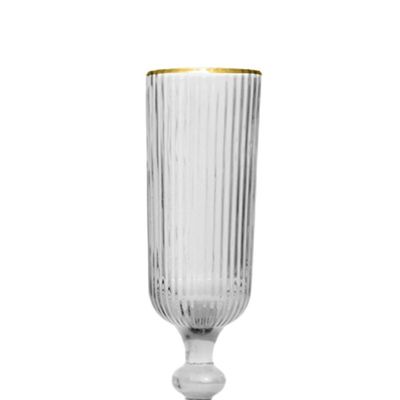Jogo de taças champanhe em vidro borda dourada L'Hermitage Cameratta 160ml 6 peças incolor