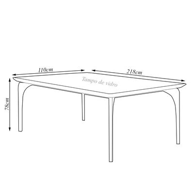 Mesa Sala de Jantar 8 Lugares 218cm Tampo em Laca Dinamarca OffWhite/Mel - Gran Belo