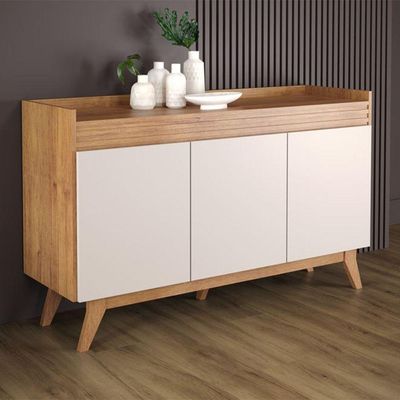 Buffet Vieiro Ibiza 3 Portas Mel Com Off White
