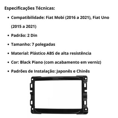 Central Multimídia 2 Din Carplay Android Auto Fiat Mobi Moldura + Câmera Bp