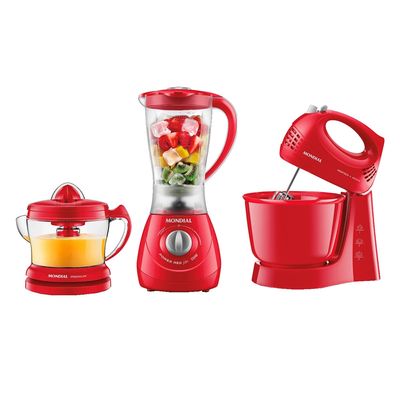 Kit Especial Mondial Batedeira + Extrator + Liquidificador KT-201-R - 127V