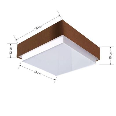 Plafon Quadrado Vivare Md-3091 Cúpula Em Tecido 50x50cm - Bivolt Café 127/220v