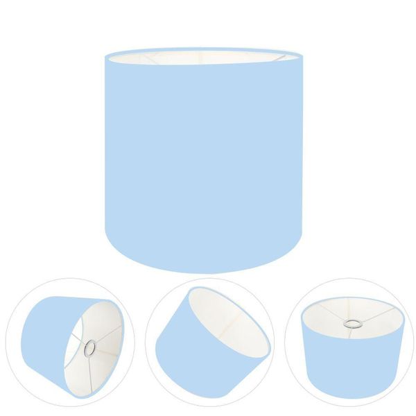 Cúpula Abajur E Luminária Cilíndrica Vivare Cp-7008 ø20x25cm - Bocal Nacional Azul-bebê
