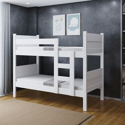Beliche 100% Mdf Fortaleza - Duas Camas Solteiro Compacta E Moderna Branco